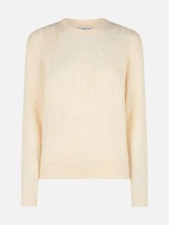 MC2 Saint Barth Woman Off-white Cashmere Blend Cable Knit Sweater Sorbonne -MC2 Saint Barth Shop UID SORB00100851G WOMAN KNITWEAR WHITE 20240917113500 1