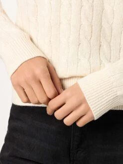 MC2 Saint Barth Woman Off-white Cashmere Blend Cable Knit Sweater Sorbonne -MC2 Saint Barth Shop UID SORB00100851G WOMAN KNITWEAR WHITE 20241023093500 4