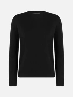 MC2 Saint Barth Woman Black Pure Cashmere Sweater Sorbonne -MC2 Saint Barth Shop UID SORB00200095G woman crewneck black sweater with st barth embroidery pure cashmere 4