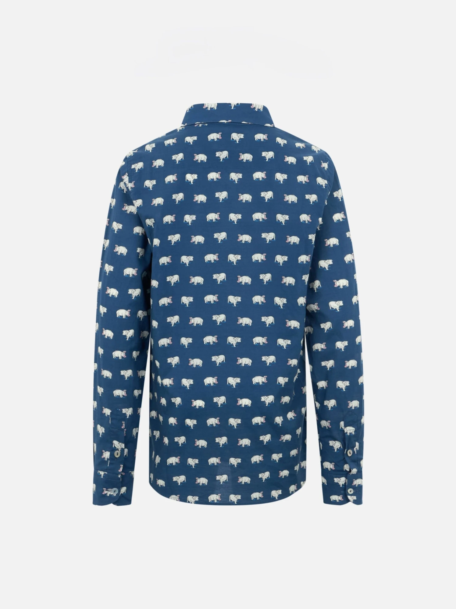 MC2 Saint Barth Blue Boy Muslin Cotton Shirt Sharouk With Micro Hippo Print 4 MC2 Saint Barth Blue Boy Muslin Cotton Shirt Sharouk With Micro Hippo Print - Image 2