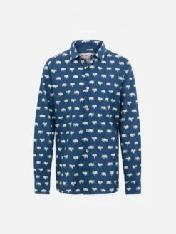 MC2 Saint Barth Blue Boy Muslin Cotton Shirt Sharouk With Micro Hippo Print
