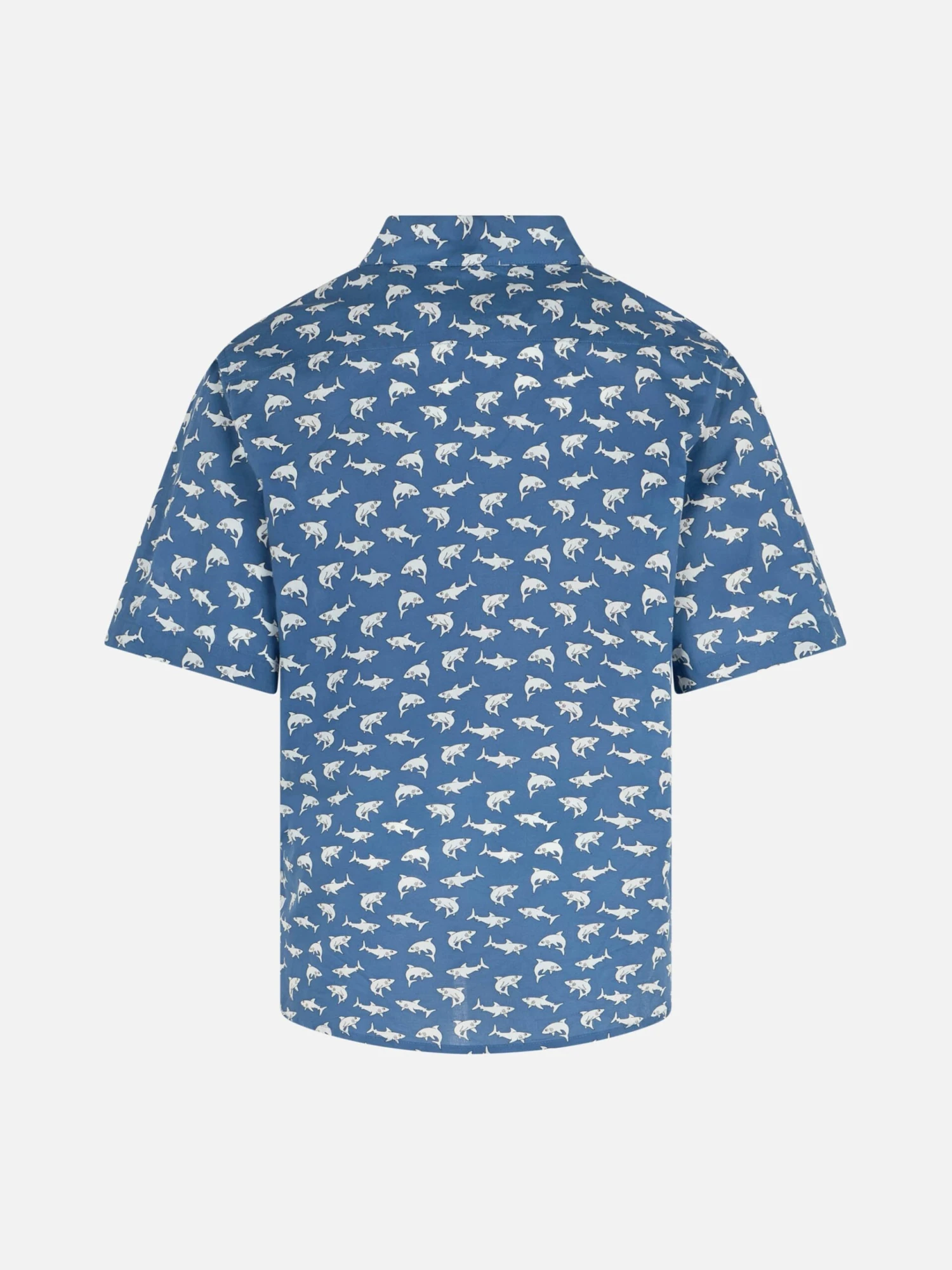 MC2 Saint Barth Blue Boy Muslin Cotton Shirt Sharouk With Shark Print 4 MC2 Saint Barth Blue Boy Muslin Cotton Shirt Sharouk With Shark Print - Image 2