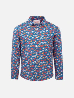 MC2 Saint Barth Blue Boy Muslin Cotton Shirt Sharouk With Crab Print