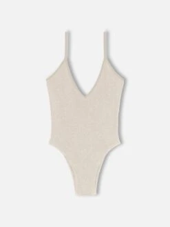 MC2 Saint Barth Woman Beige Crinkle One Piece Swimsuit Susanne