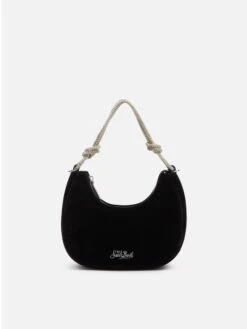 MC2 Saint Barth Black Velvet Baguette Bag Tallulah With Rhinestones Handle