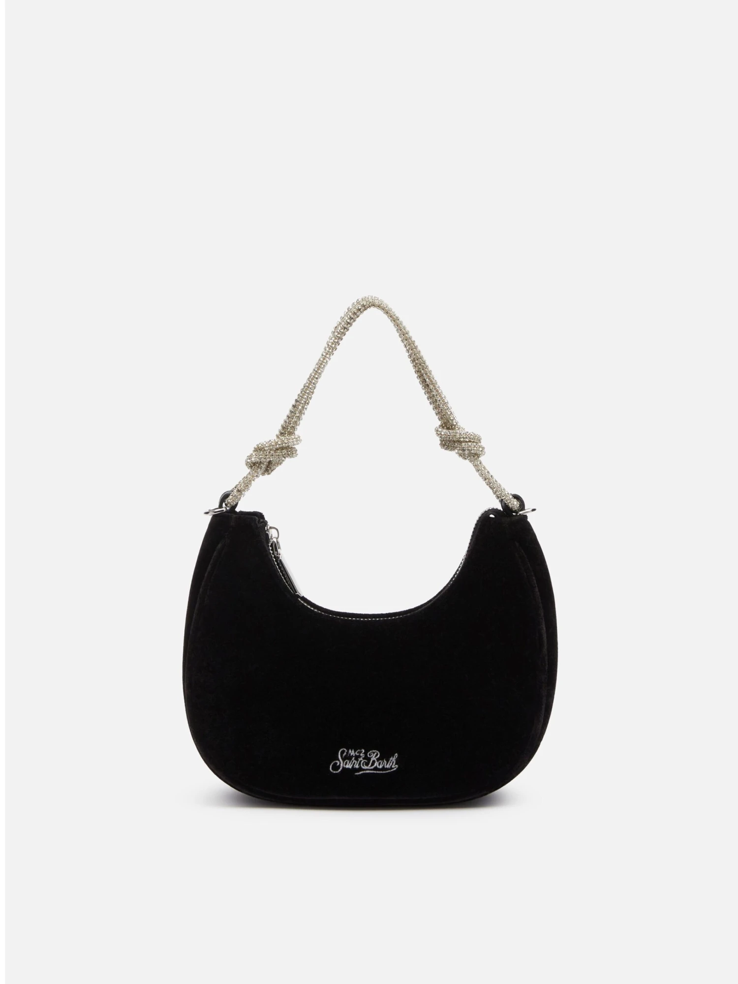 MC2 Saint Barth Black Velvet Baguette Bag Tallulah With Rhinestones Handle 3 MC2 Saint Barth Black Velvet Baguette Bag Tallulah With Rhinestones Handle