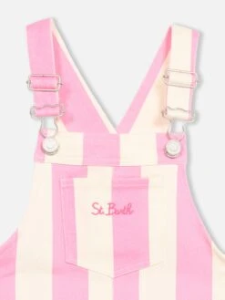 MC2 Saint Barth Girl Pink Striped Denim Short Overall Tecla Jr 7 MC2 Saint Barth Girl Pink Striped Denim Short Overall Tecla Jr -MC2 Saint Barth Shop UID TEC000101620F GIRL OVERALLS PINK 3