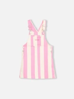 MC2 Saint Barth Girl Pink Striped Denim Short Overall Tecla Jr