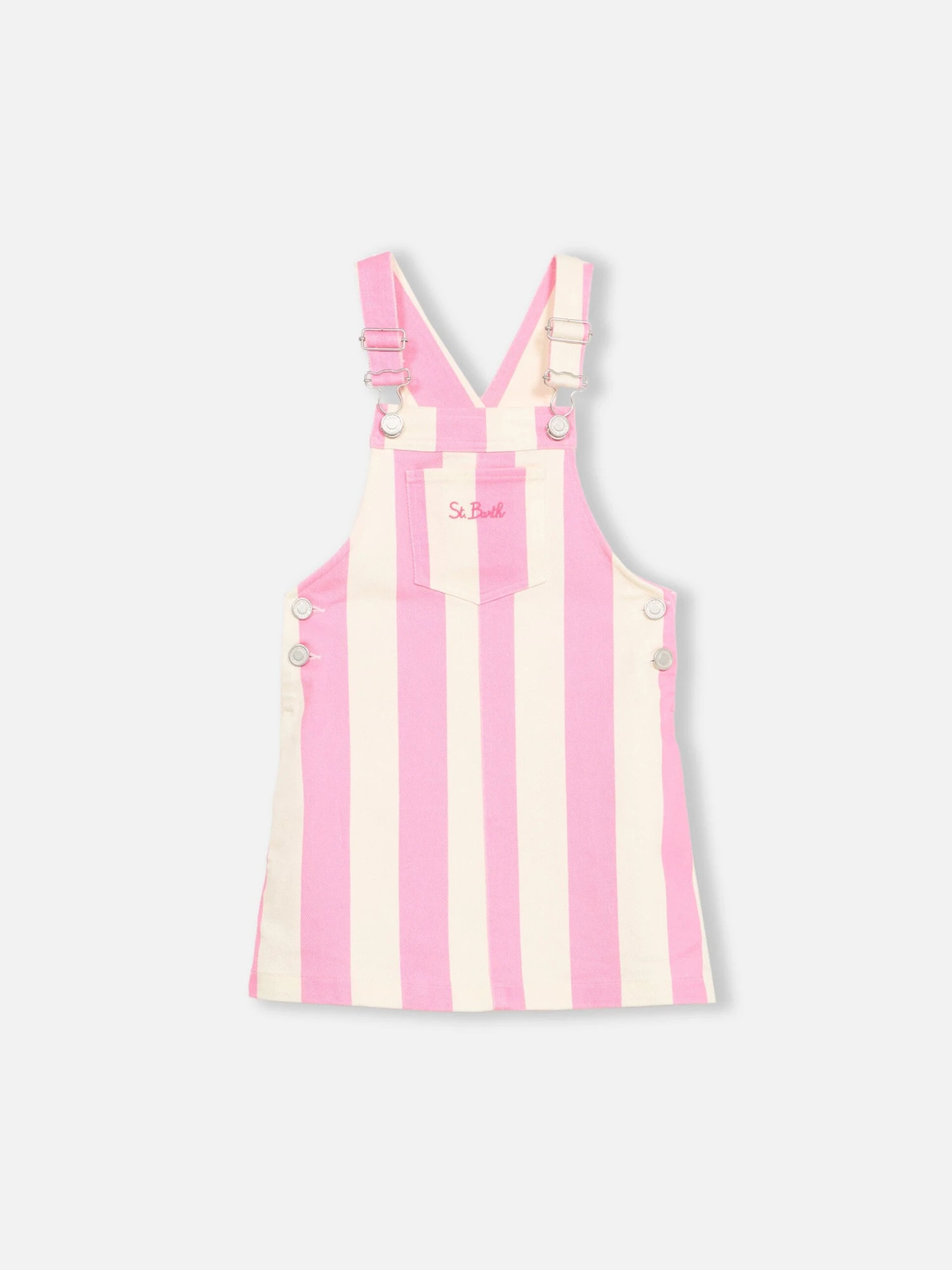 MC2 Saint Barth Girl Pink Striped Denim Short Overall Tecla Jr 3 MC2 Saint Barth Girl Pink Striped Denim Short Overall Tecla Jr