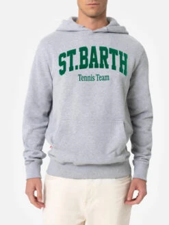 MC2 Saint Barth Man Grey Sweatshirt Tribeca With St. Barth Tennis Team Print