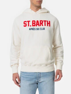 MC2 Saint Barth Man White Sweatshirt Tribeca With St. Barth Apres Ski Club Emboidery