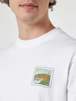 MC2 Saint Barth Man Cotton T-shirt With Porto Cervo Postcard Front And Back Print | ALESSANDRO ENRIQUEZ SPECIAL EDITION
