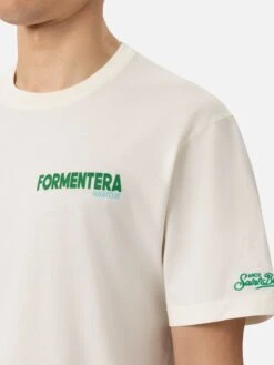 MC2 Saint Barth Organic Cotton T-shirt With Formentera Postcard Print