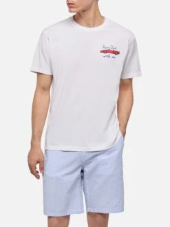 MC2 Saint Barth Cotton T-shirt With Car Print And Run Out With Me Embroidery -MC2 Saint Barth Shop UID TSHM00101247H MAN T SHIRT WHITE CARS 0 1
