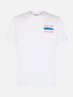MC2 Saint Barth Man Cotton T-shirt With Me Ne Vado In Un Lambo Embroidery And Car Placed Print -MC2 Saint Barth Shop UID TSHM00102313F MAN T SHIRT WHITE 1
