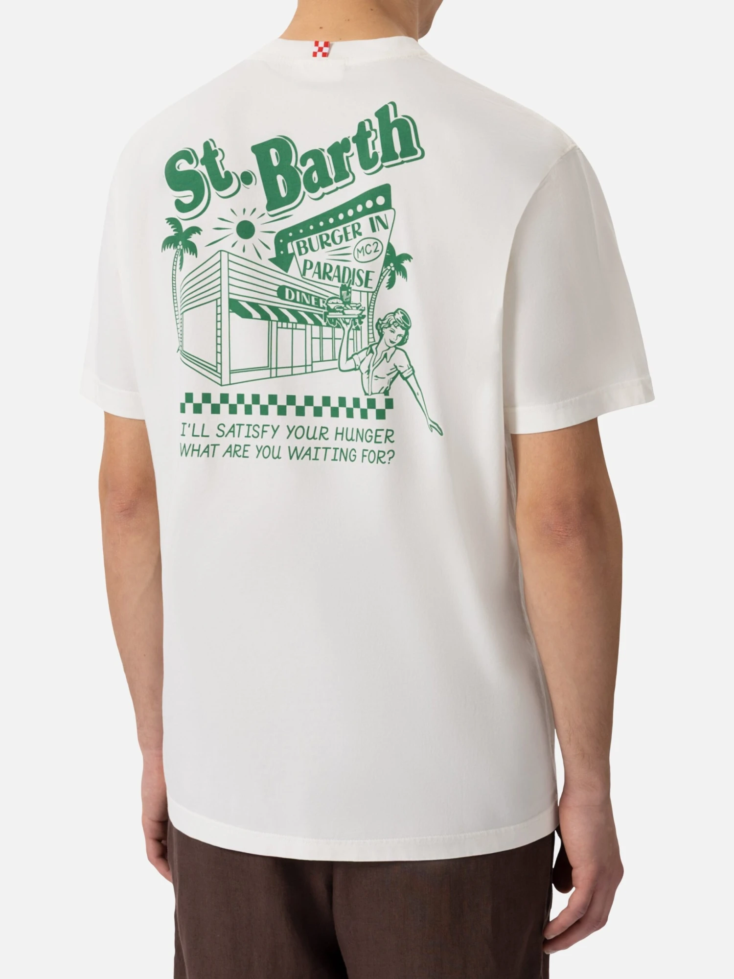 MC2 Saint Barth Off-white Cotton T-shirt With St. Barth Burger Paradise Print 4 MC2 Saint Barth Off-white Cotton T-shirt With St. Barth Burger Paradise Print - Image 2
