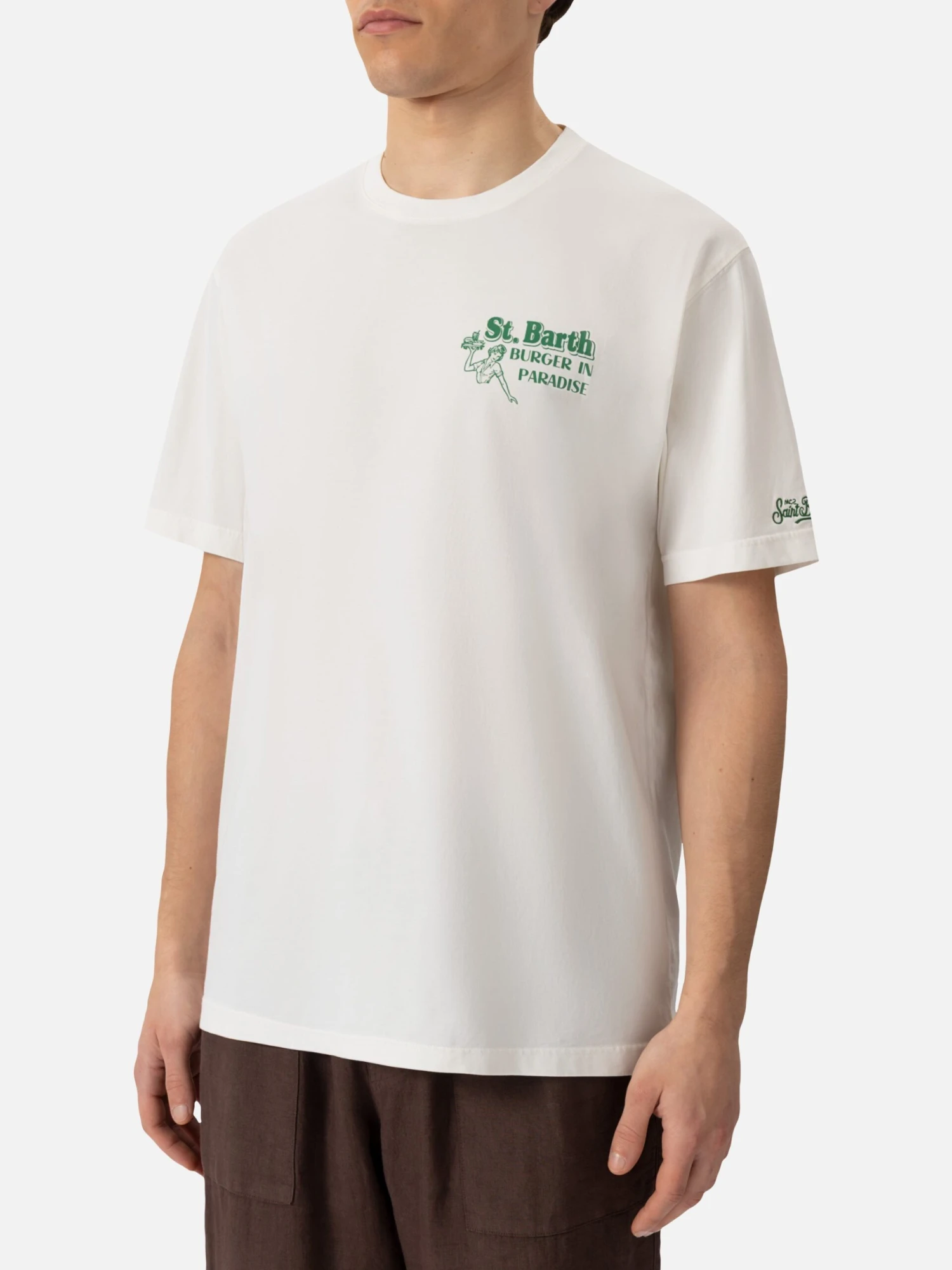 MC2 Saint Barth Off-white Cotton T-shirt With St. Barth Burger Paradise Print 5 MC2 Saint Barth Off-white Cotton T-shirt With St. Barth Burger Paradise Print - Image 3