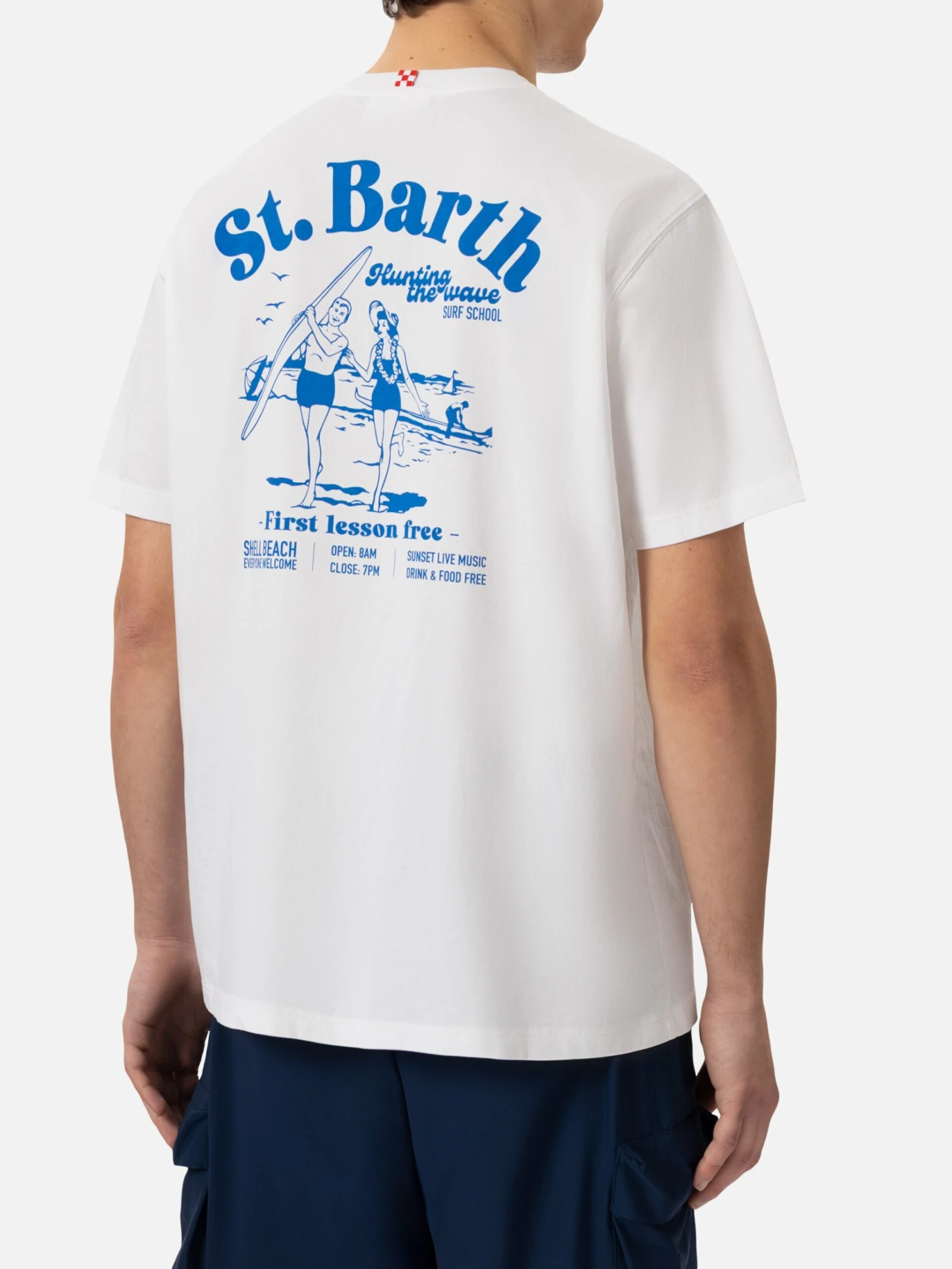 MC2 Saint Barth Off-white Cotton T-shirt With St. Barth Hunting Wave Print 4 MC2 Saint Barth Off-white Cotton T-shirt With St. Barth Hunting Wave Print - Image 2