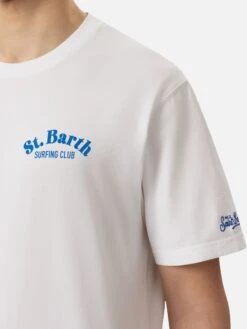 MC2 Saint Barth Off-white Cotton T-shirt With St. Barth Hunting Wave Print