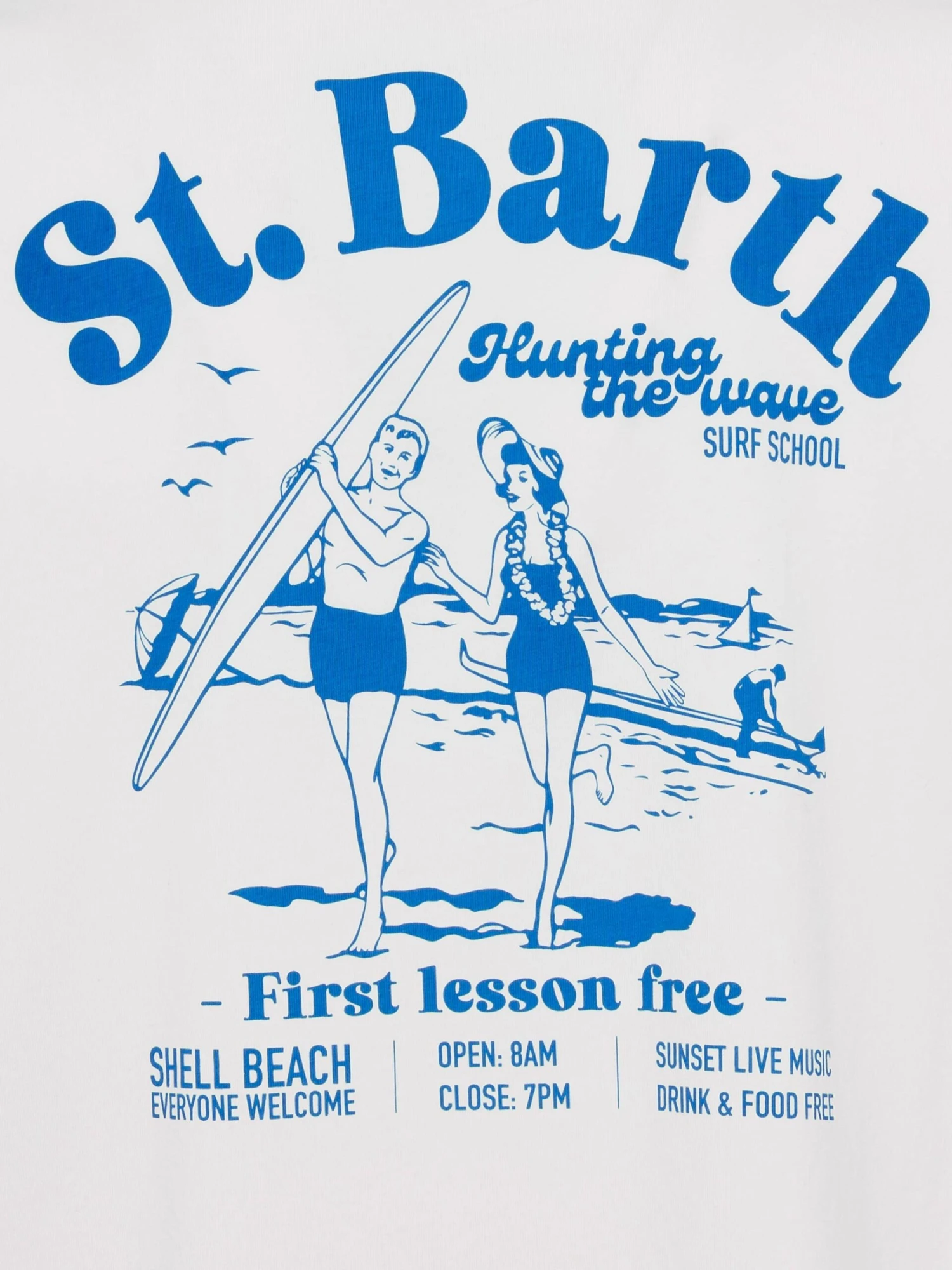 MC2 Saint Barth Off-white Cotton T-shirt With St. Barth Hunting Wave Print 7 MC2 Saint Barth Off-white Cotton T-shirt With St. Barth Hunting Wave Print - Image 5