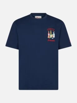 MC2 Saint Barth Man Cotton T-shirt With Spritz Obsessed Embroidery -MC2 Saint Barth Shop UID TSHM00103573F MAN T SHIRT BLUE 20240527123500 1