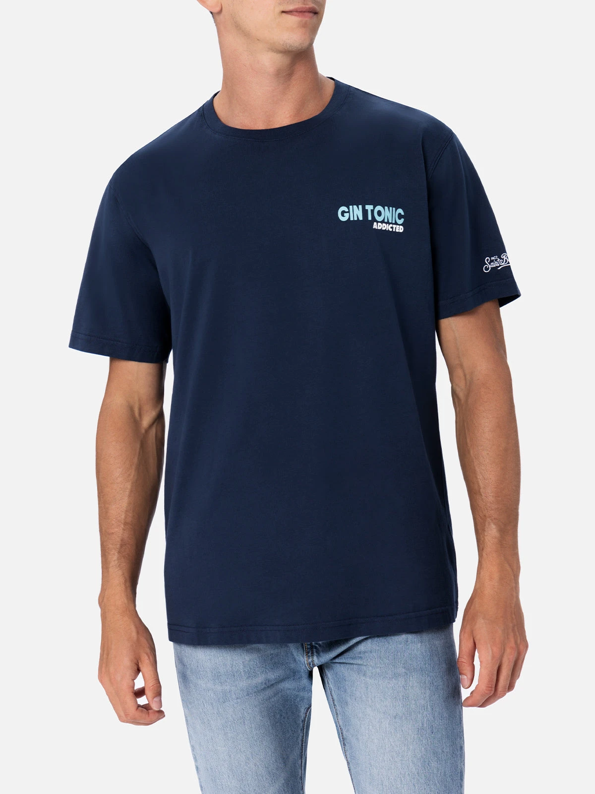 MC2 Saint Barth Man Cotton T-shirt With Gin Tonic Addicted Placed Print 5 MC2 Saint Barth Man Cotton T-shirt With Gin Tonic Addicted Placed Print - Image 3