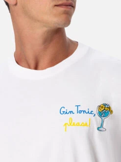 MC2 Saint Barth Organic Cotton T-shirt With Gin Tonic, Please! Embroidery