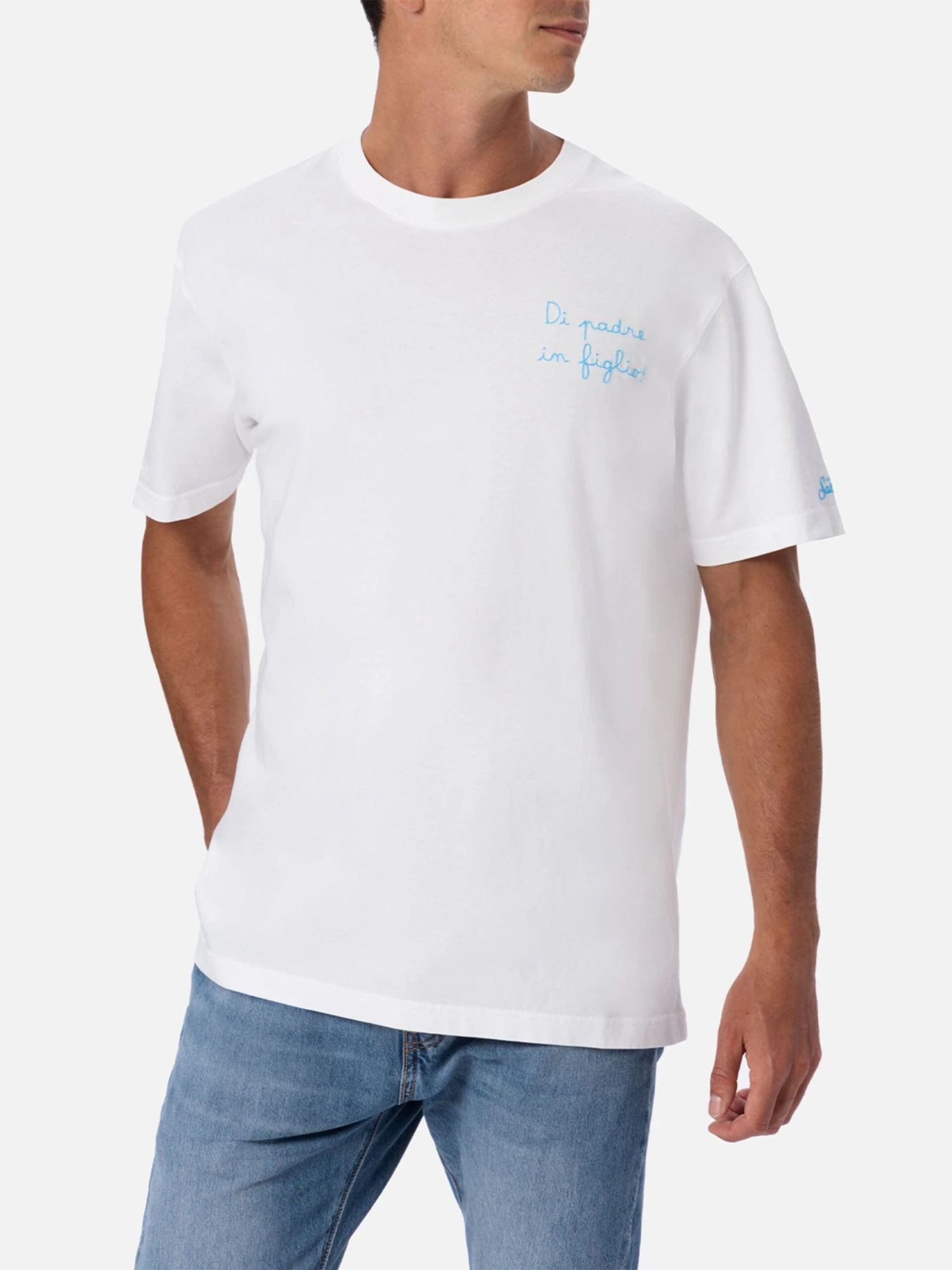 MC2 Saint Barth Cotton T-shirt With Di Padre In Figlio Embroidery | SS LAZIO SPECIAL EDITION 4 MC2 Saint Barth Cotton T-shirt With Di Padre In Figlio Embroidery | SS LAZIO SPECIAL EDITION - Image 2