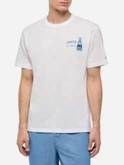 MC2 Saint Barth Cotton T-shirt With Gente Di Mare Print And Embroidery | GIN MARE SPECIAL EDITION -MC2 Saint Barth Shop UID TSHM00105436H MAN T SHIRT WHITE COCKTAIL GINMARE 20250603093500 1