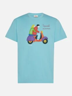 MC2 Saint Barth Cotton T-shirt With Lodola Scooter Print | MARCO LODOLA SPECIAL EDITION -MC2 Saint Barth Shop UID TSHM00105515H MAN T SHIRT GREEN ART MLODOLA 20250620123511 5