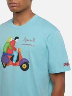 MC2 Saint Barth Cotton T-shirt With Lodola Scooter Print | MARCO LODOLA SPECIAL EDITION -MC2 Saint Barth Shop UID TSHM00105515H MAN T SHIRT GREEN ART MLODOLA 20250704173518 2