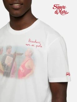 MC2 Saint Barth Cotton T-shirt With Bischeri Non Si Pole Embroidery | SAPORE DI MARE SPECIAL EDITION