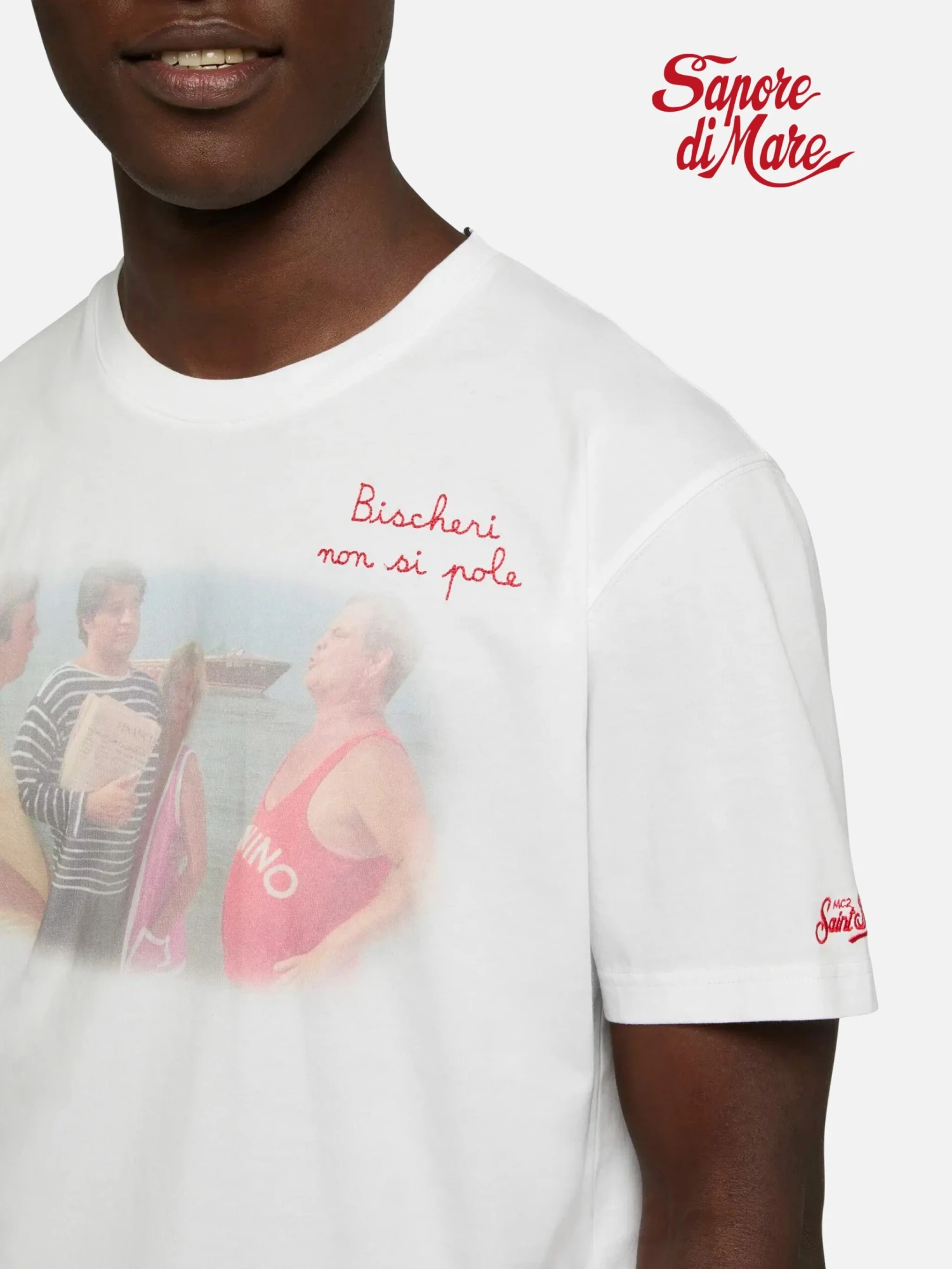 MC2 Saint Barth Cotton T-shirt With Bischeri Non Si Pole Embroidery | SAPORE DI MARE SPECIAL EDITION 3 MC2 Saint Barth Cotton T-shirt With Bischeri Non Si Pole Embroidery | SAPORE DI MARE SPECIAL EDITION