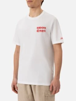 MC2 Saint Barth Cotton T-shirt With Sapore Di Mare Film Logo Print |SAPORE DI MARE SPECIAL EDITION -MC2 Saint Barth Shop UID TSHM00105591H MAN T SHIRT WHITE SAPOREDIMARE 20250304173500 01
