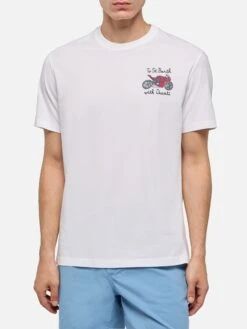 MC2 Saint Barth Cotton T-shirt With To St. Barth With Ducati Embroidery | DUCATI MOTORS® SPECIAL EDITION -MC2 Saint Barth Shop UID TSHM00105712H MAN T SHIRT WHITE MOTORS DUCATI 1