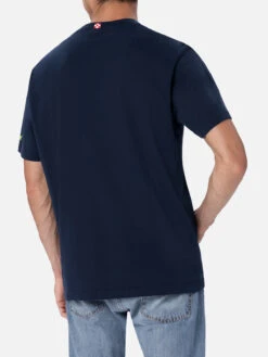 MC2 Saint Barth Man Cotton T-shirt With Lodola Placed Print And Embroidery | MARCO LODOLA SPECIAL EDITION -MC2 Saint Barth Shop UID TSHM00107176D MAN TSHIRT BLUE SPECIAL EDITION M LODOLA 03
