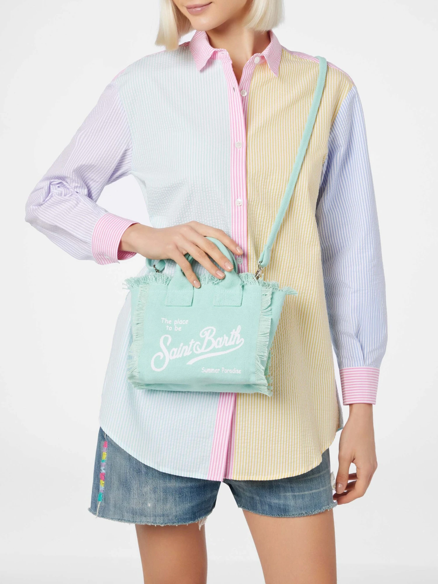 MC2 Saint Barth Water Green Cotton Canvas Mini Vanity Bag 4 MC2 Saint Barth Water Green Cotton Canvas Mini Vanity Bag - Image 2