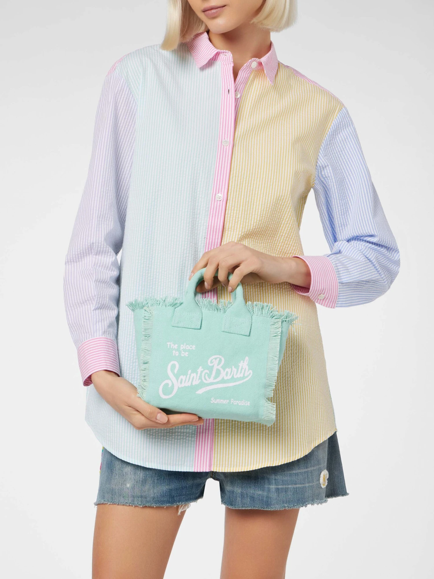 MC2 Saint Barth Water Green Cotton Canvas Mini Vanity Bag 6 MC2 Saint Barth Water Green Cotton Canvas Mini Vanity Bag - Image 4