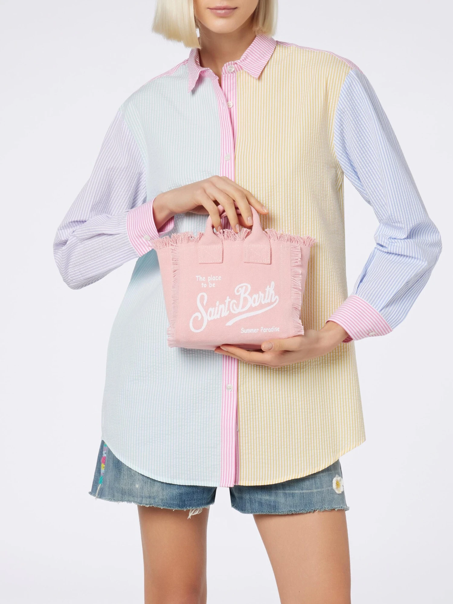 MC2 Saint Barth Pink Cotton Canvas Mini Vanity Bag 6 MC2 Saint Barth Pink Cotton Canvas Mini Vanity Bag - Image 4