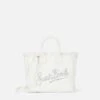 MC2 Saint Barth White Cotton Canvas Mini Vanity Bag With Rhinestone Logo -MC2 Saint Barth Shop UID VAMI00101542H ACCESSORY BAG WHITE 1