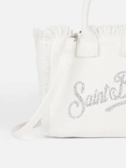 MC2 Saint Barth White Cotton Canvas Mini Vanity Bag With Rhinestone Logo 10 MC2 Saint Barth White Cotton Canvas Mini Vanity Bag With Rhinestone Logo -MC2 Saint Barth Shop UID VAMI00101542H ACCESSORY BAG WHITE 3