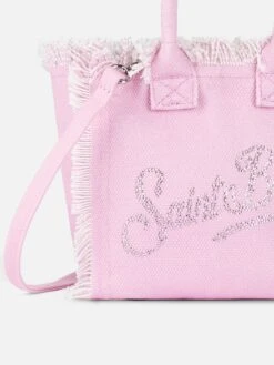 MC2 Saint Barth Pink Cotton Canvas Mini Vanity Bag With Rhinestone Logo -MC2 Saint Barth Shop UID VAMI00101543H ACCESSORY BAG PINK 3