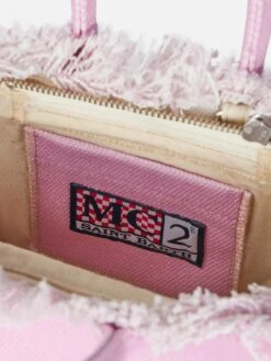 MC2 Saint Barth Pink Cotton Canvas Mini Vanity Bag With Rhinestone Logo -MC2 Saint Barth Shop UID VAMI00101543H ACCESSORY BAG PINK 4