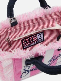 MC2 Saint Barth Mini Vanity Sponge Bag With Pink Striped Print -MC2 Saint Barth Shop UID VAMI00301507H ACCESSORY BAG PINK TERRY 0 20250324143501 5