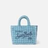 MC2 Saint Barth Mini Vanity Wooly Handbag With Light Blue Tweed Pattern