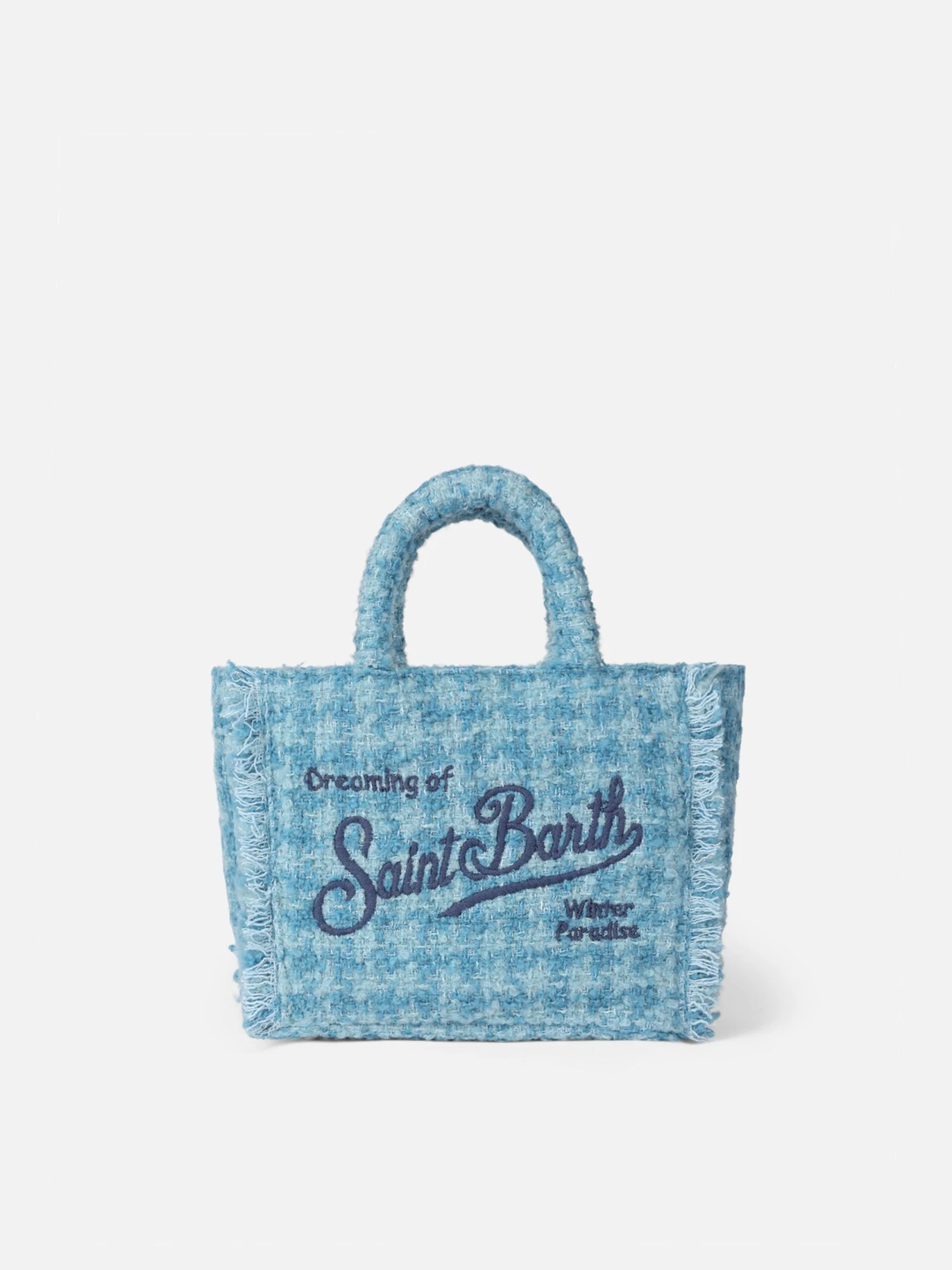 MC2 Saint Barth Mini Vanity Wooly Handbag With Light Blue Tweed Pattern 3 MC2 Saint Barth Mini Vanity Wooly Handbag With Light Blue Tweed Pattern