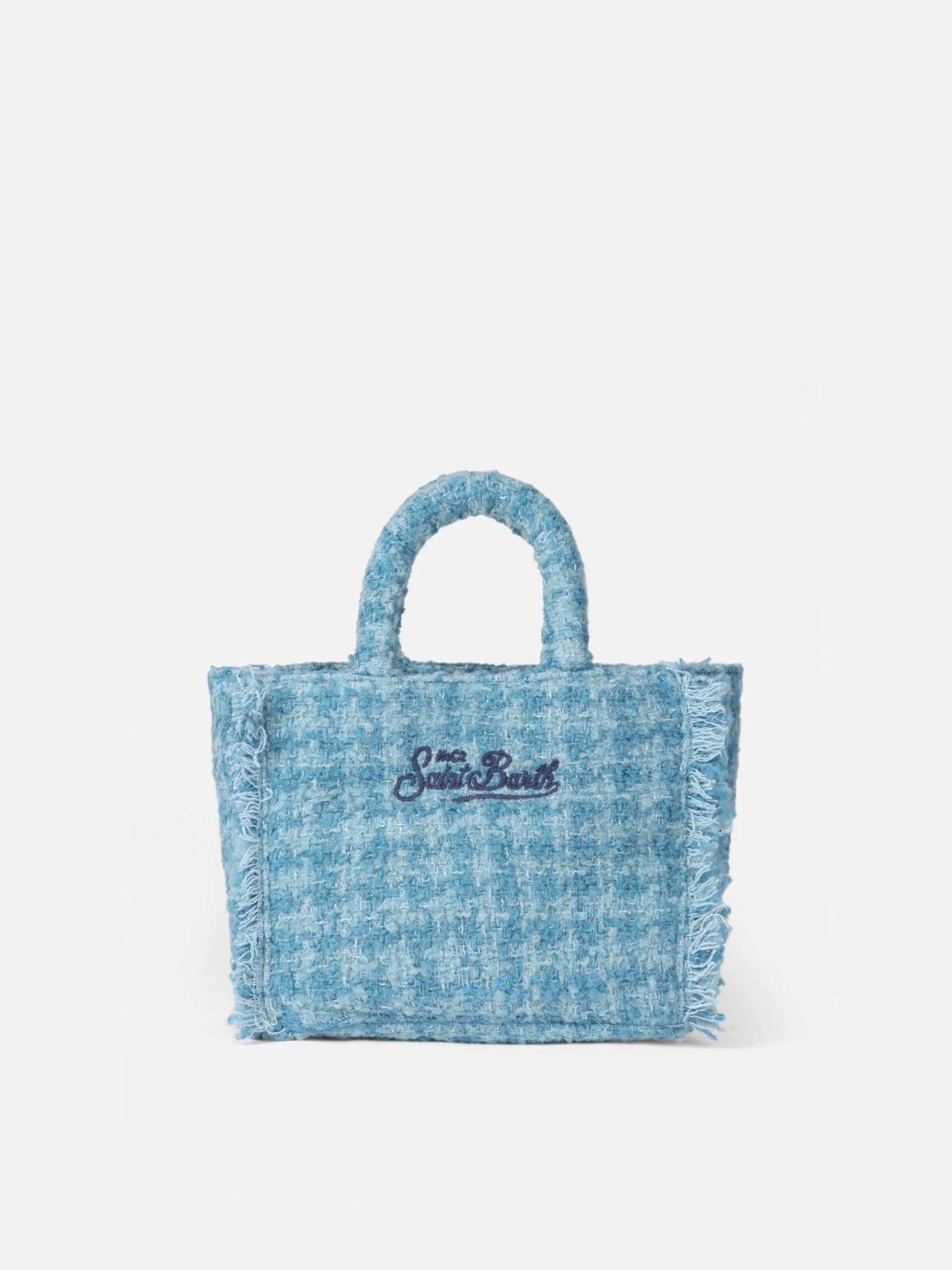 MC2 Saint Barth Mini Vanity Wooly Handbag With Light Blue Tweed Pattern 6 MC2 Saint Barth Mini Vanity Wooly Handbag With Light Blue Tweed Pattern - Image 4