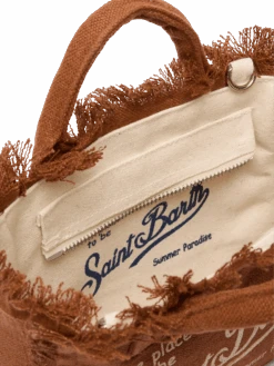 MC2 Saint Barth Mini Vanity Brown Linen Bag -MC2 Saint Barth Shop UID VAMI00800130H ACCESSORY BAG BROWN 0 0 5
