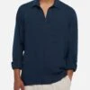 MC2 Saint Barth Navy Blue Linen Polo Shirt Ventotene -MC2 Saint Barth Shop UID VNT000101897H MAN SHIRT BLUE PLAIN.COLOR MC2 1