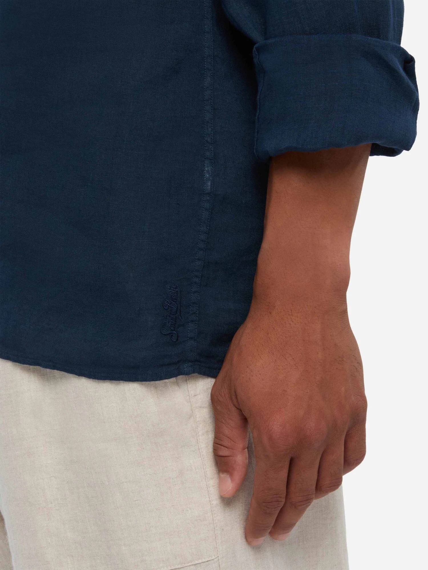 MC2 Saint Barth Navy Blue Linen Polo Shirt Ventotene 4 MC2 Saint Barth Navy Blue Linen Polo Shirt Ventotene - Image 2